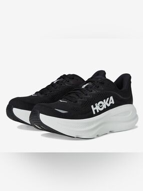 NWOT Hoka Woman’s Bondi 9 Black and White Athletic Running Sneakers.